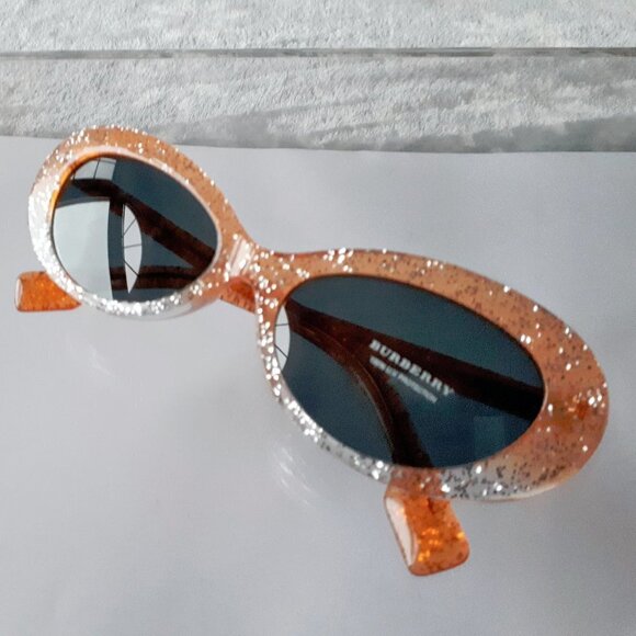 NWOT Burberry orange glitter grey lens oval sunglasses - Picture 12 of 14